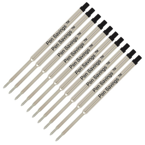 Pen Savings Ballpoint Pen Refills Compatible with Waterman Ballpoint Pen, 10 Pack, Bulk Packed, Medium (Black)