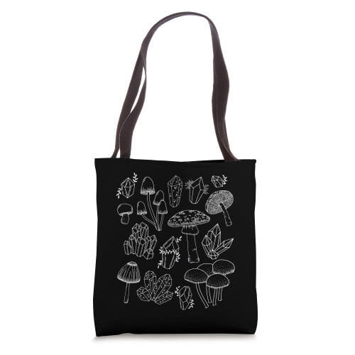 Mushroom Fungi Crystals Cottagecore Goth Witchy Mycology Tote Bag