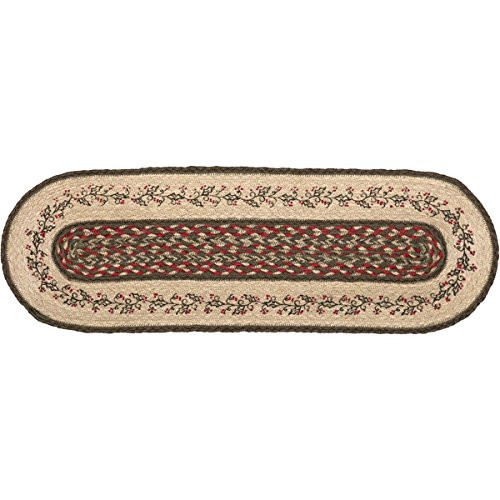VHC Brands Creme Holiday Tabletop & Kitchen Holly Berry Stenciled Oval Jute Runner, 8x24, White VHC Brands Creme Holiday Tabletop & Kitchen Holly Berry Stenciled Oval Jute Runner, 8x24, White