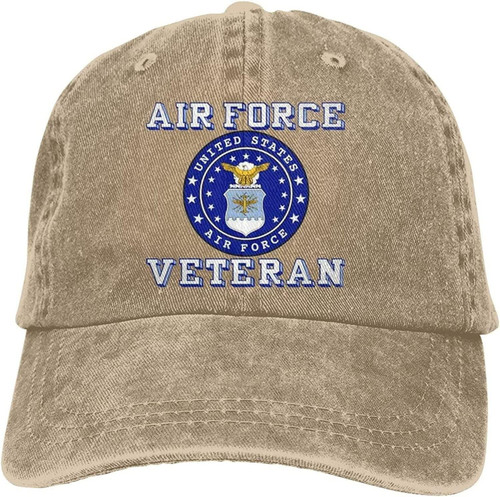 NOFAUS United States Air Force Veteran Baseball Hat Funny Sports Hats Trucker Cap Retro Adjustable Magic Buckle Dad Caps Natural