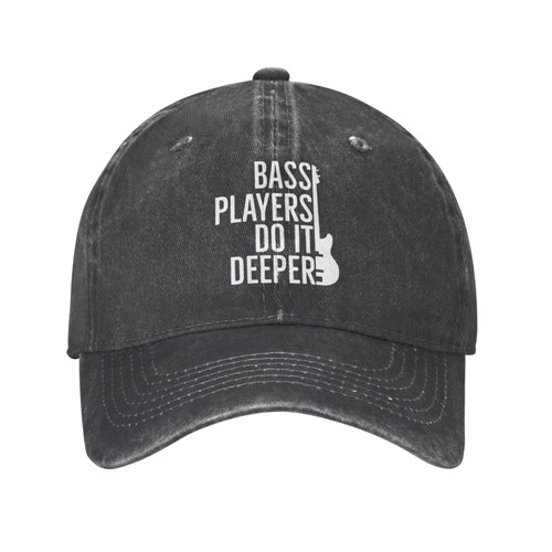 Bass Guitar Lover Hat Cap Bass Player Do It Deeper Cap Men Baseball Caps Graphic Hat Black