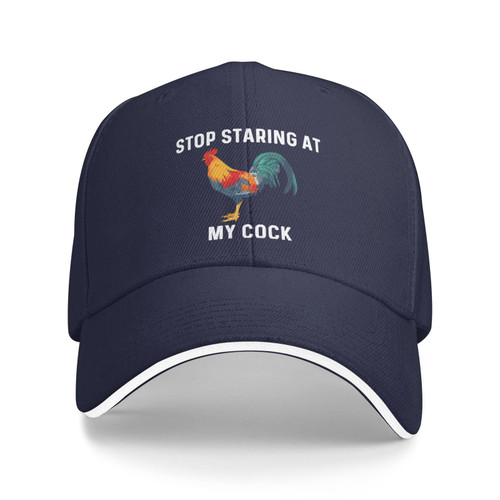 POLIFARMER Stop Staring at My Cock Hat Women Baseball Caps with Design Hat Navy Blue