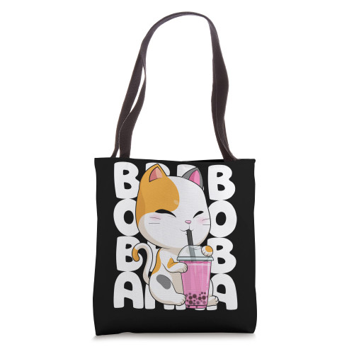 Bubble Tea Cat Boba Tea Kitten Anime Kawaii Milk Tea Drink Tote Bag