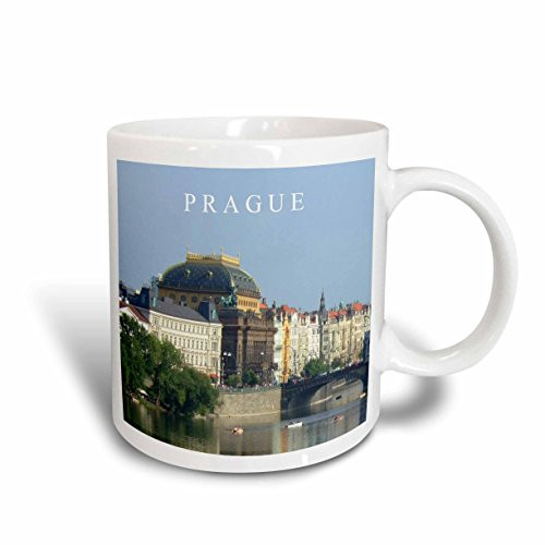 3dRose 155688_1 Prague State Opera House By The Vltava River, Czech Republic Travel Souvenir Mug, 11 oz, Ceramic
