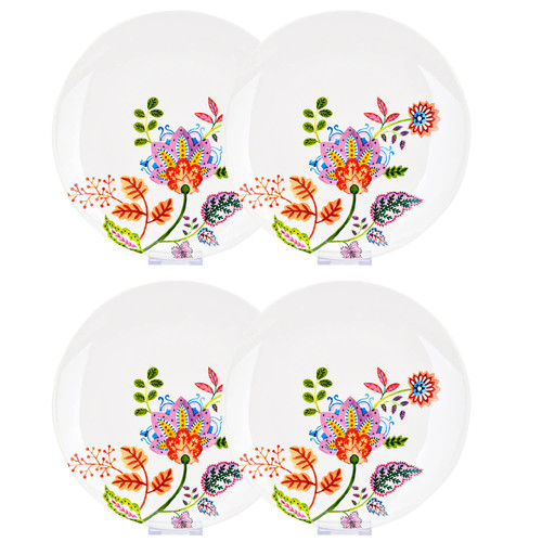 STP GOODS Round Serving Plate Byzantium Flowers Dinner Plate Set of 4 Appetizer Plates Salad Plates Dessert Plates for Home & Kitchen 10.5" (26.5 cm)
