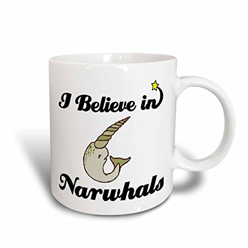 3dRose 105388_1 I I Believe In Narwhals Ceramic Mug, 11 oz, White