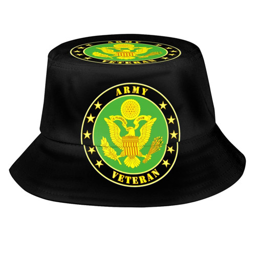 Army Veteran Bucket Hat Foldable Fisherman's Hat Travel Wide Brim Beach Sun Cap Unisex