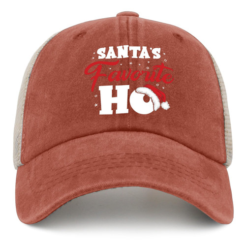 DYBENAL Christmas Trucker Hat Santas Favorite Ho Trucker Hat Women Trendy Mesh Hat for Summer Orange