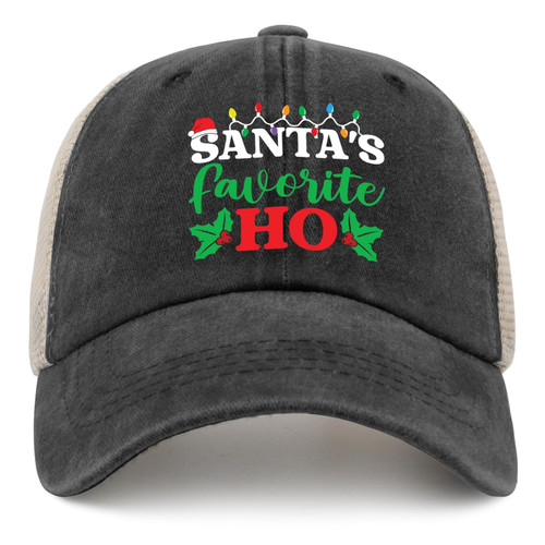 DYBENAL Christmas Trucker Hat Santas Favorite Ho Hat Trucker Hat Women Trendy Mesh Hats for Summer Black