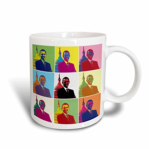3dRose 130692_5 President Barack Obama Pop Art Mug, 11 oz, Red