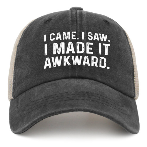 Philysonic Dad Hat I Came I Saw I Made It Awkward Hat Trucker Hat Men Funny Mesh Hat for Summer