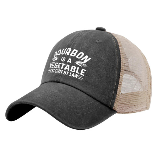 Dad Hat Bourbon is A Vegetable 51% Corn by Law Trucker Hat Women Vintage Mesh Cap for Summer Black
