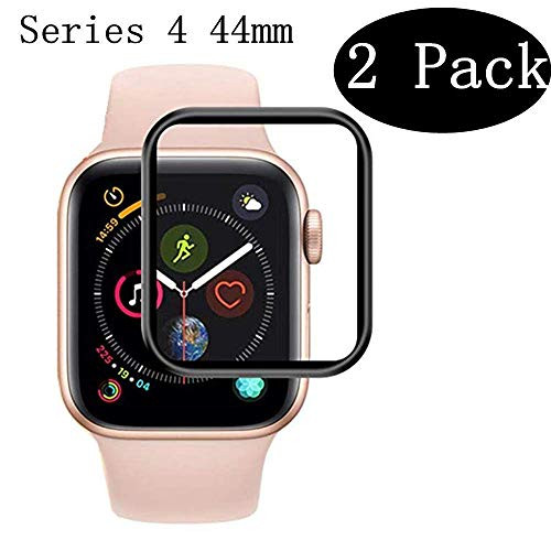 [2-Pack] Apple Watch Serie 4 44MM Screen Protector, EcoPestuGo [9H Hardness] [Anti-Scratches] [Anti-Fingerprint] Tempered Glass Screen Protector Film Compatible Watch Serie 4 44MM [Black]
