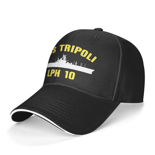 USS Tripoli Lph-10 Unisex Baseball Cap Dad Hat Adjustable Snapback Hats Sandwich Cap Trucker Hat Black