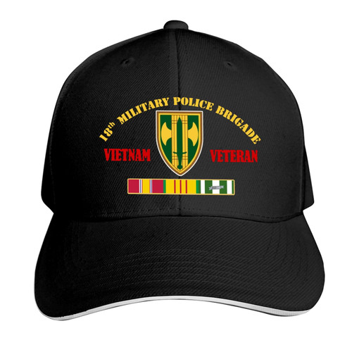 18th Military Police Brigade Vietnam Veteran Unisex Baseball Cap Dad Hat Adjustable Snapback Hats Sandwich Cap Trucker Hat Black