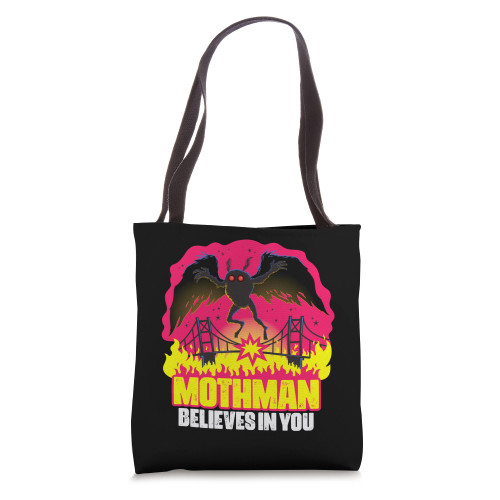 Mothman Believes In You Folklore Creepy Cryptid Creature Tote Bag