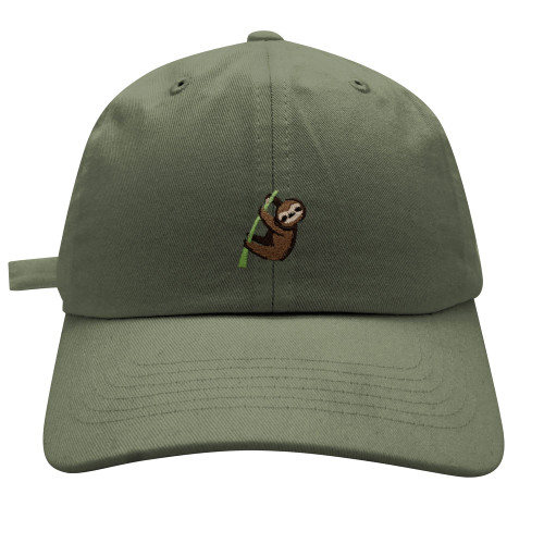 JPAK Sloth Baseball Cap Embroidered Cotton Dad Hat - Animal Tree Olive Green