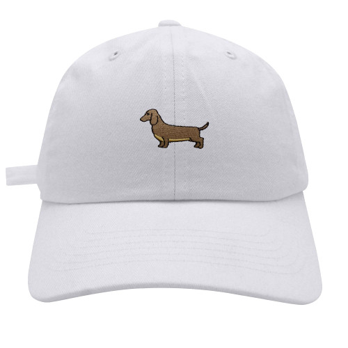JPAK Dachshund Baseball Cap Embroidered Cotton Dad Hat - Puppy Dog White