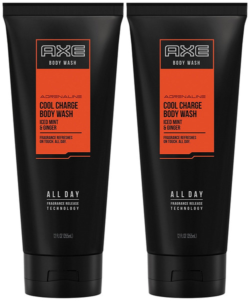 Axe Cool Charge Body Wash, Iced Mint & Ginger, 12 Oz. Tube, (Pack of 2)