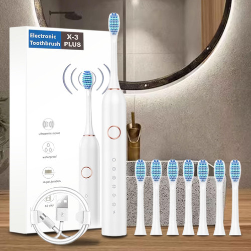 Qaailabf Electric Toothbrush for Men & Women, 8 Brush Heads & 6 Modes, Smart Timer, IPX7 USB Rechargeable Electric Toothbrush Deep Clean, for Travel, Home Qaailabf Electric Toothbrush for Men & Women, 8 Brush Heads & 6 Modes, Smart Timer, IPX7 USB Rechargeable Electric Toothbrush Deep Clean, for Travel, Home