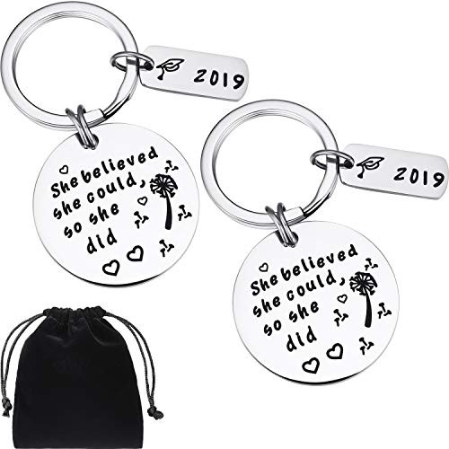2 Pieces Graduation Keychain Encouragement Keychain Inspirational Graduation Gift Keychain for 2019 Graduating Girls Boys