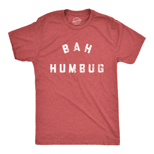 Mens Bah Humbug T Shirt Funny Ebeneezer Scrooge Xmas Party Tee for Guys Funny Mens Shirts for Christmas Holiday with Adult Humor Red - BAH L