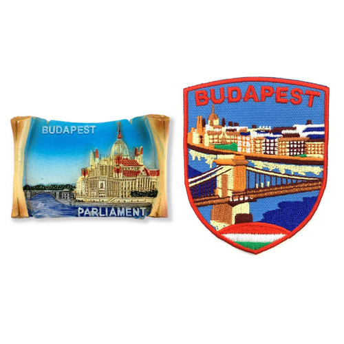 A-ONE Hungarian Parliament Building Budapest Hungary 3D Souvenir Whiteboard Magnet 1PC+Danube River Shield Embroidery Military Patch 1PC, Photo Whiteboard Magnet, Bag Patch for Bags Jeans C91+413