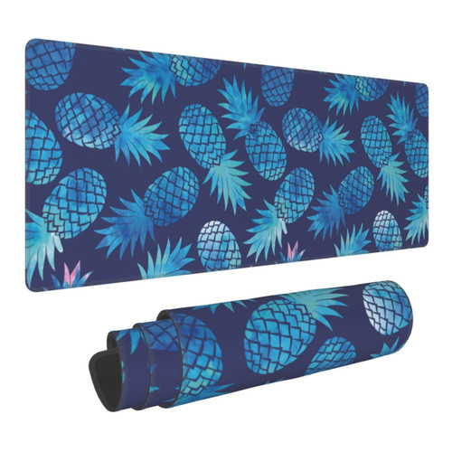 Watercolor Vintage Pineapple Extended Gaming Mouse Pad Large Desk Mat with Non-Slip Rubber Base and Stitched Edges,Keyboard Mouse Mat Desk Pad for Work,Game,Office,Home 35.4 * 15.7 Inch