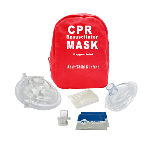 ELYSAID Adult & Infant CPR Mask Combo First Aid Kit with 2 Valves with 1 Pair of PVC Gloves