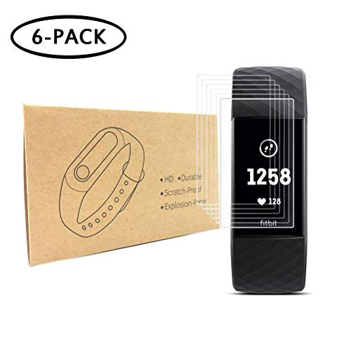 Compatible with Fitbit Charge 3 Screen Protector (6-Pack), 5ccm.Young Full Coverage Screen Protector for Fitbit Charge 3 HD Clear Anti-Bubble Film