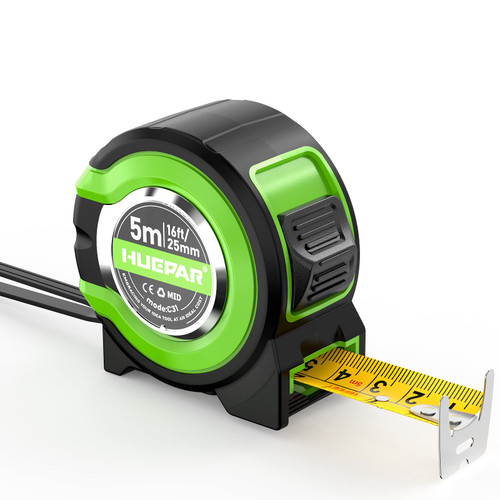 Huepar Tape Measure, 16-Foot, Steel Retractable Tape Measure, Easy Read Tape Measure, Steel Measuring Tape 16 Feet - C31