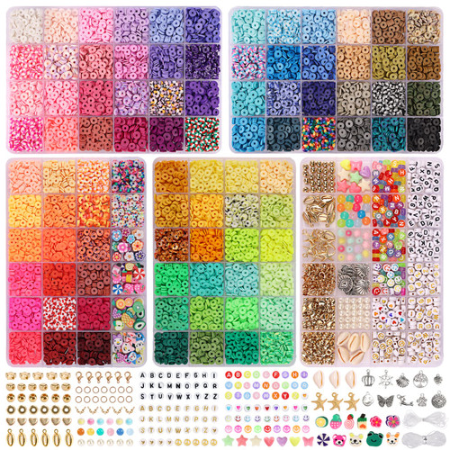 QUEFE 9870pcs, Clay Beads for Bracelet Making Kit, 92 Colors Flat Heishi Beads for DIY Crafts Necklace Jewelry Making Gifts QUEFE 9870pcs, Clay Beads for Bracelet Making Kit, 92 Colors Flat Heishi Beads for DIY Crafts Necklace Jewelry Making Gifts