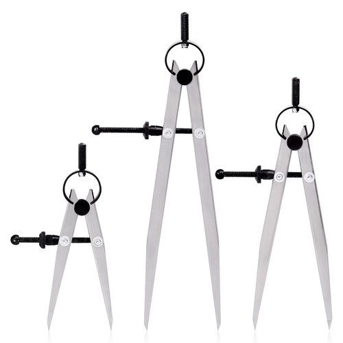Wokape 3Pcs Adjustable Lockable Steel Divider Wing Leather Compass, 4" 6" 8" Adjustable Divider Leather Compass for Geometry Drawing