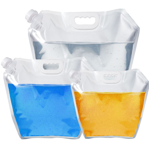 12 Pcs 2.6/1.3/0.66 Gallon Collapsible Water Storage Bag Emergency Water Container Pouches Plastic Freezable Foldable Water Bottle Water No Leak Jug for Camping Hiking Backpack, Total of 18.24 Gallons