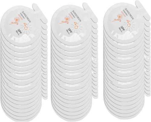 ANKROYU Sunscreen Packets, Mini Sunscreen Bulk, Beach Defense Water Resistant Sunscreen, Waterproof Sweatproof Refreshing Sunblock SPF46 for Most Of Skins (3 ml) (60 pcs)