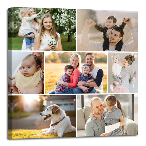 7 Picture Collage Canvas Prints Personalized Multi Photo Wall Art Custom Your Image to Canvas Customized Family Gifts Home Decor (Collage Photo-10, Framed)