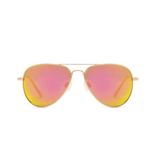 EVEE Polarized Aviator Sunglasses Classic Military Sunglasses (Scout) (Gold/Pink Lens, 59)