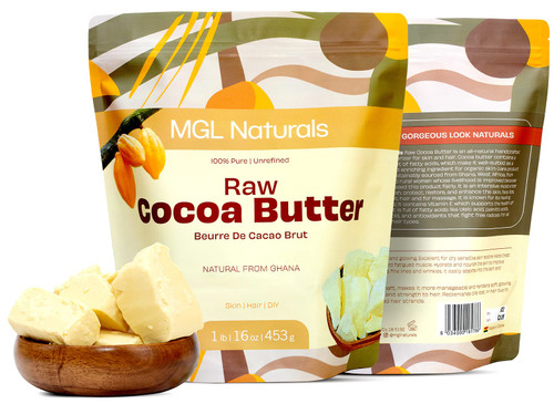 MGL Naturals Organic Cocoa Butter 1 lb, 100% Pure, Unrefined and Raw. Use alone or for DIY whipped butters, creams, soaps, spa essentials, lotions. MGL Naturals Organic Cocoa Butter 1 lb, 100% Pure, Unrefined and Raw. Use alone or for DIY whipped butters, creams, soaps, spa essentials, lotions.