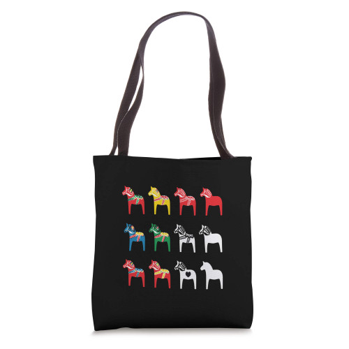 Dalecarlian Dalarna Colourful Swedish Dala Horses Tote Bag