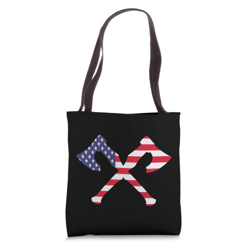 Patriotic Axe Throwing Hatchets Silhouette Lumberjack Gifts Tote Bag