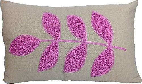 Decorative Flora Leaf Embroidery Throw Pillow Cover 20X12" Pink