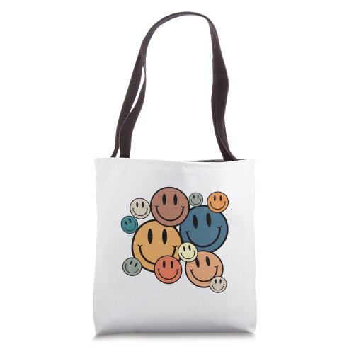 70s Retro Smile Face Shirt Cute Happy Peace Smiling Face Tote Bag