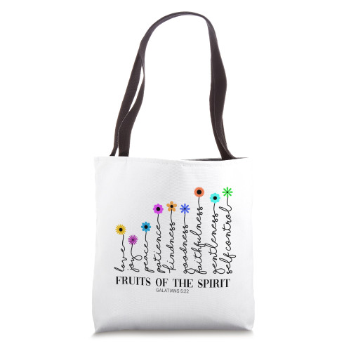 Flower Christian Fruits Of The Spirit Bible Verse Religious Tote Bag