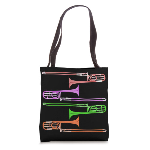 Colorful Trombonist Gift Musical Instrument Trombone Tote Bag