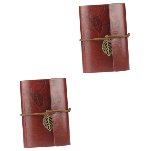 MAGICLULU 2pcs Writing Notebook Travel Diary Vintage Style Notebook Pu Cover Notebook Travel Notebook Blank Notepad Notebook Journal Leather Journal for Men Grid Stationery South Korea Man