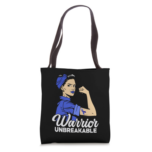 Colon Cancer Warrior Unbreakable Colon Cancer Awareness Tote Bag