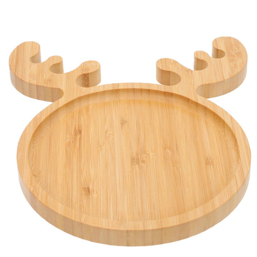 DOITOOL Christmas Wood Serving Platter Christmas Reindeer Shaped Sushi Serving Tray Snack Appetizer Tray Christmas Charcuterie Board Tray for Snack Dessert Fruit Cheese Steak