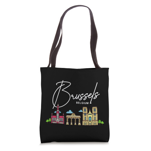Brussels Belgium City Skyline Map Travel Tote Bag Brussels Belgium City Skyline Map Travel Tote Bag