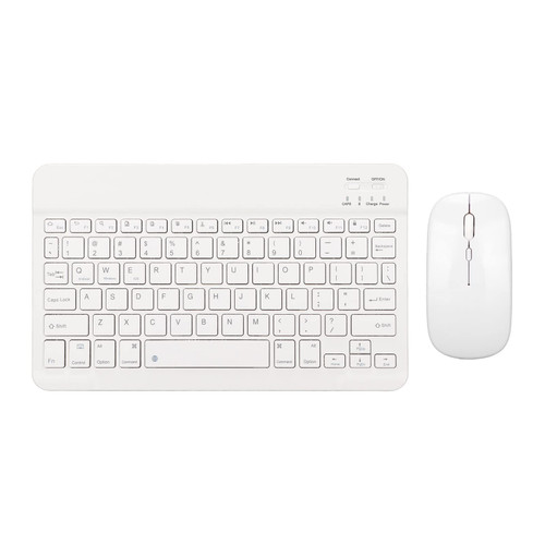 Zyyini Wireless Keyboard Mouse Combo, Ultra Thin Wireless Bluetooth Keyboard, USB 1600DPI Wireless Mouse, Rechargeable Keyboard Mouse Set for Phone Computers Tablet(White)