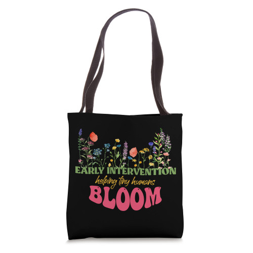 Retro Wildflower Early Intervention Helping Tiny Human Bloom Tote Bag